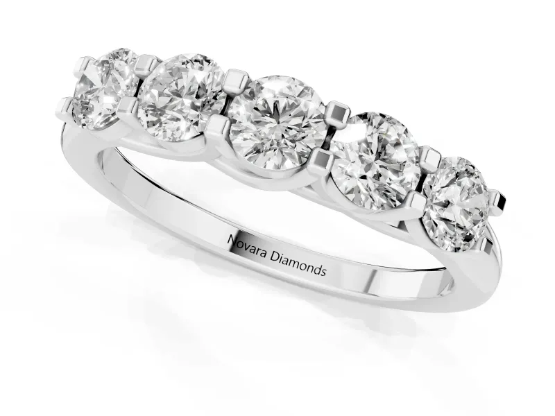 Round Diamond Half Eternity Band Set in White gold with Prong-Set Stones