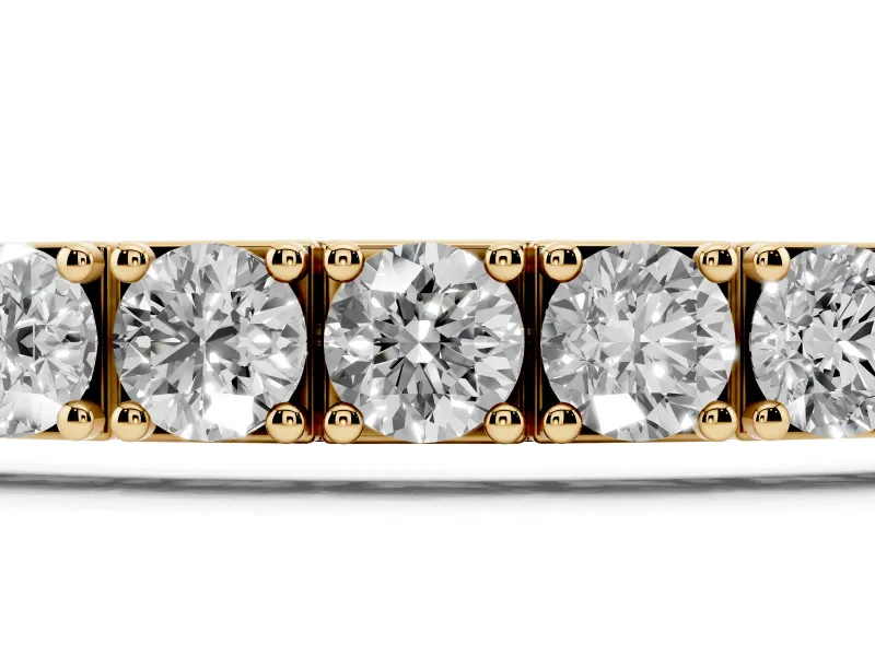 Round Lab-Grown Diamond Square Link Tennis Bracelet | Prong Set | Yellow Gold