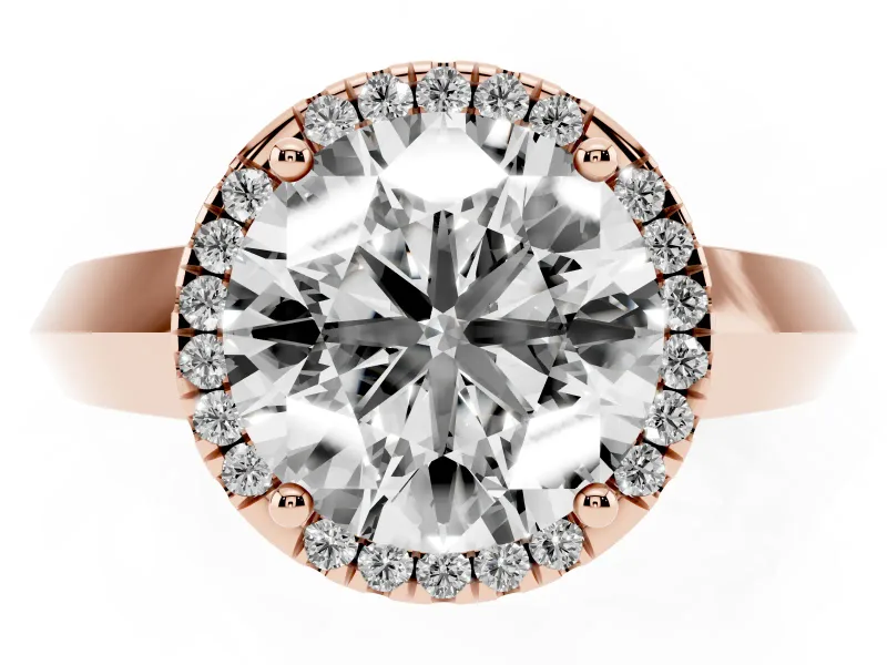 Round Halo Engagement Ring Setting | Knife-Edge Band | Rose Gold