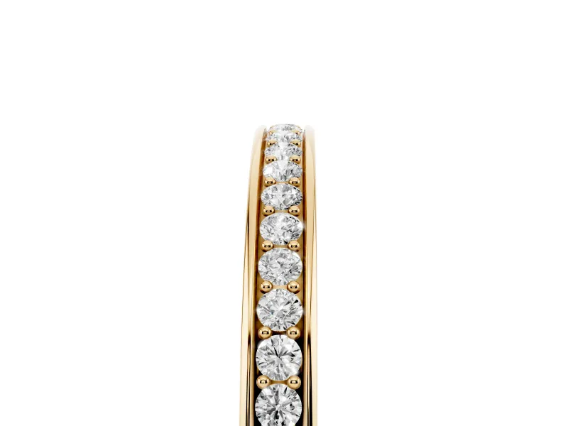 Round Diamond Continuous Pavé Eternity Band Set in Yellow gold