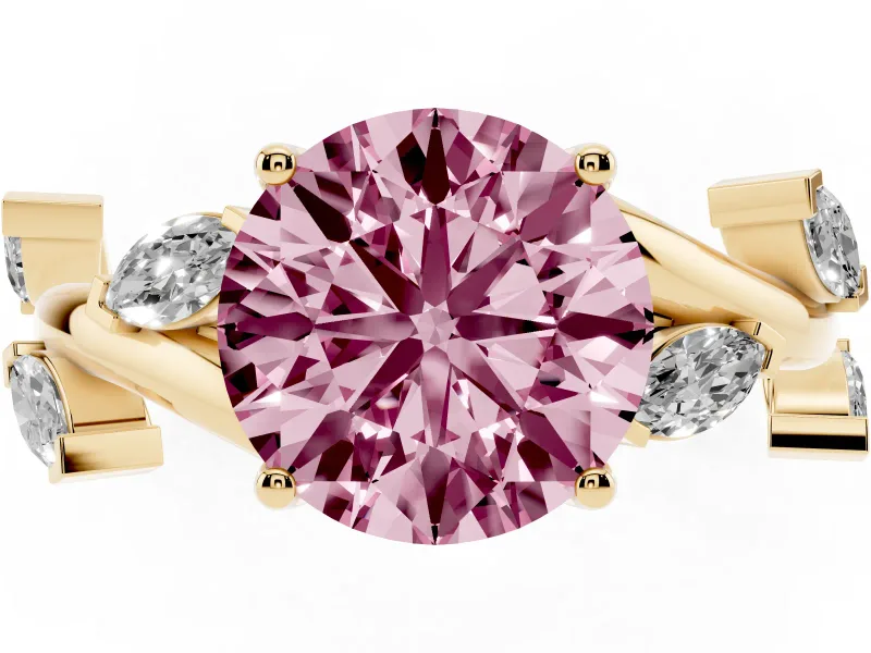 Round Twisted Vine Engagement Ring Setting for a Fancy Pink Lab-Grown Diamond | Yellow Gold