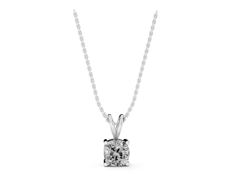 Cushion Cut Lab-Grown Diamond Solitaire Pendant Necklace | Split Bail | Sterling Silver