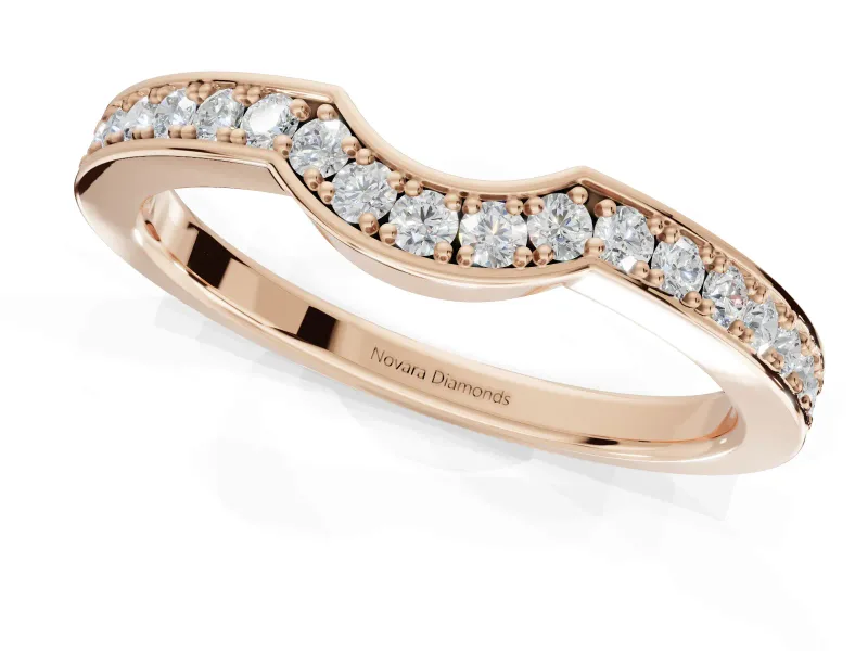 Round Lab-Grown Diamond Pavé Contour Wedding Band | Raised Rails | Rose Gold
