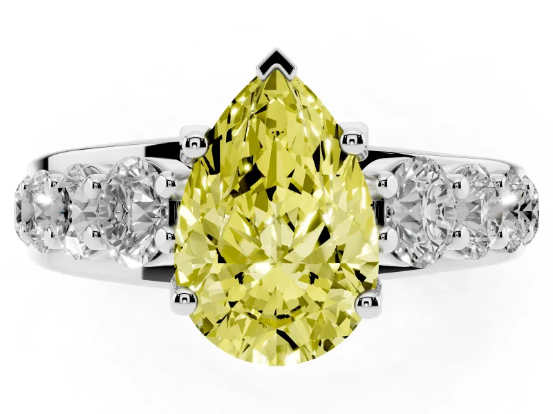 Pear-Shaped Engagement Ring Setting for a Fancy Yellow Lab-Grown Diamond | White Gold - Design NV-24645