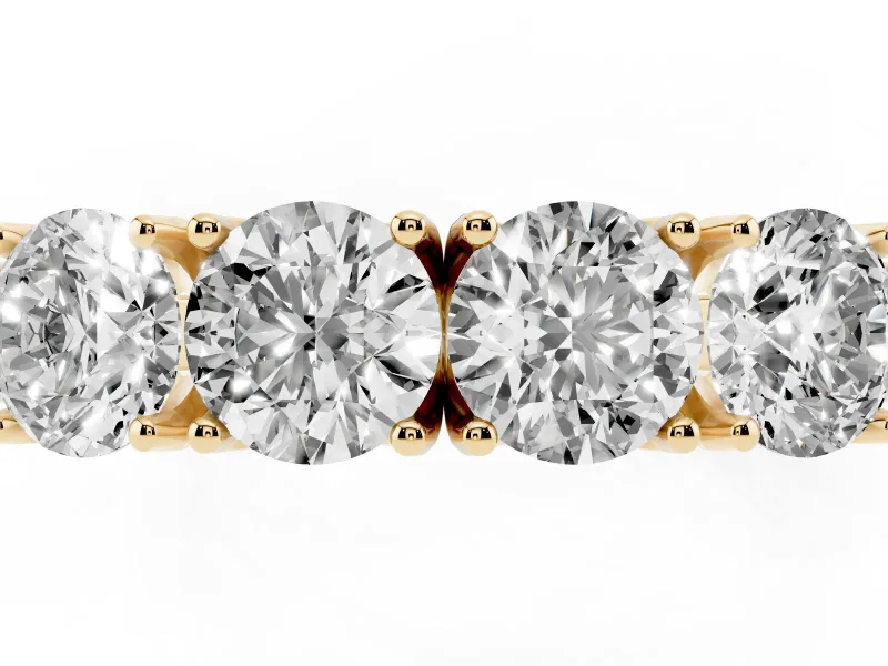 Four-Stone Round Diamond Band Set in Yellow gold with Prong Setting