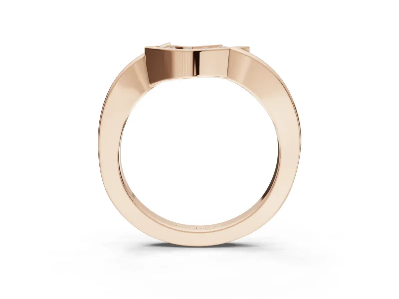 Round Lab-Grown Diamond Channel Set Chevron Wedding Band | V Front | Rose Gold