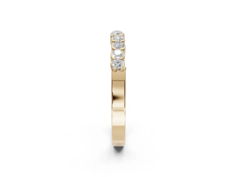 Round Lab-Grown Diamond U-Prong Set Wedding Band | Open Side Arcs | Yellow Gold