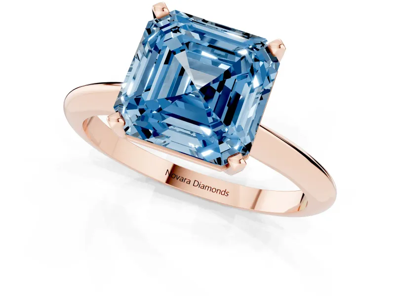 Asscher Cut Engagement Ring Setting for a Fancy Blue Lab-Grown Diamond | Rose Gold