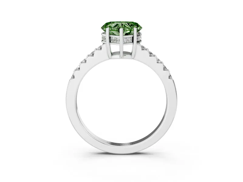 Heart-Shaped Engagement Ring Setting for a Fancy Green Lab-Grown Diamond | White Gold - Design NV-24649