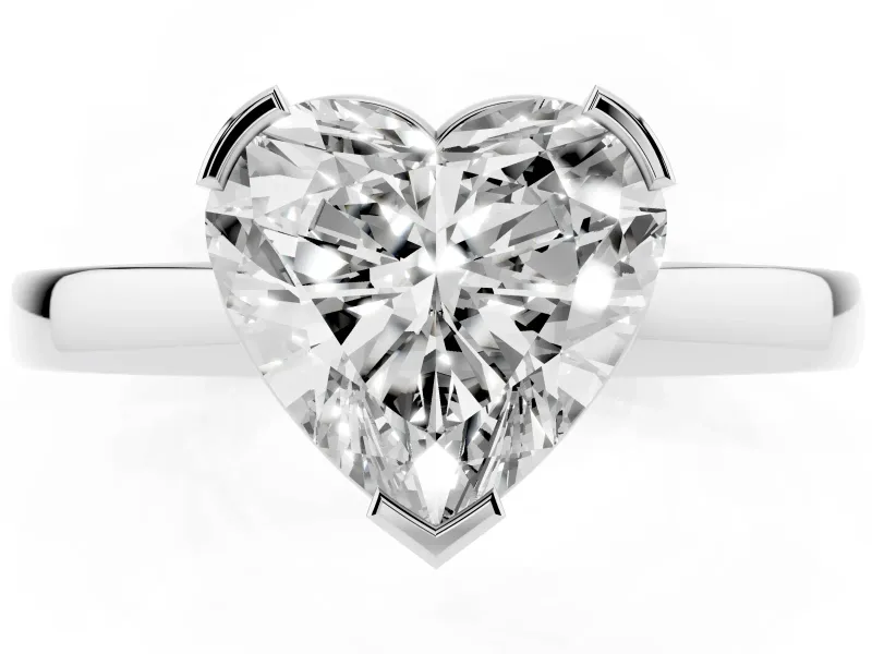 Heart-Shaped Solitaire Engagement Ring Setting | Flat Tab Prongs | White Gold
