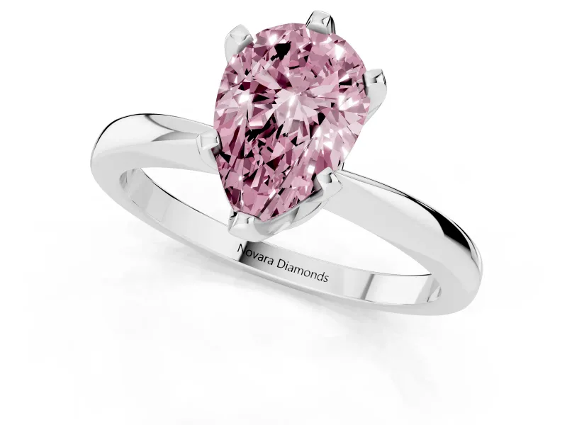 Pear-Shaped Tapered Solitaire Engagement Ring Setting for a Fancy Pink Lab-Grown Diamond | Claw Prong Head | Platinum