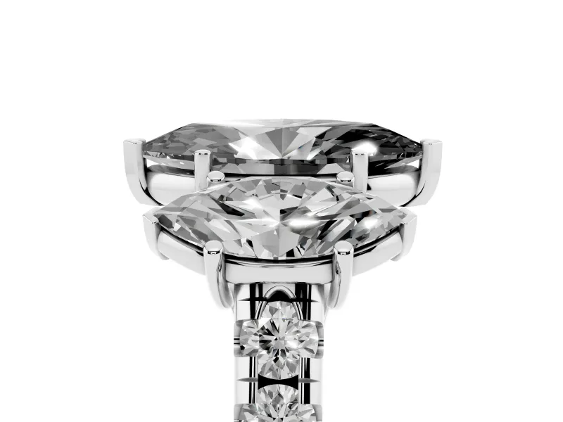 Fancy Black Marquise Cut Diamond Three-Stone Ring Set in Silver with Pavé Band