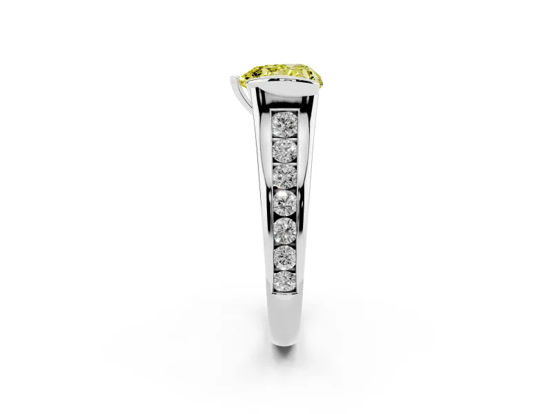 Heart-Shaped Half Bezel Engagement Ring Setting for a Fancy Yellow Lab-Grown Diamond | White Gold