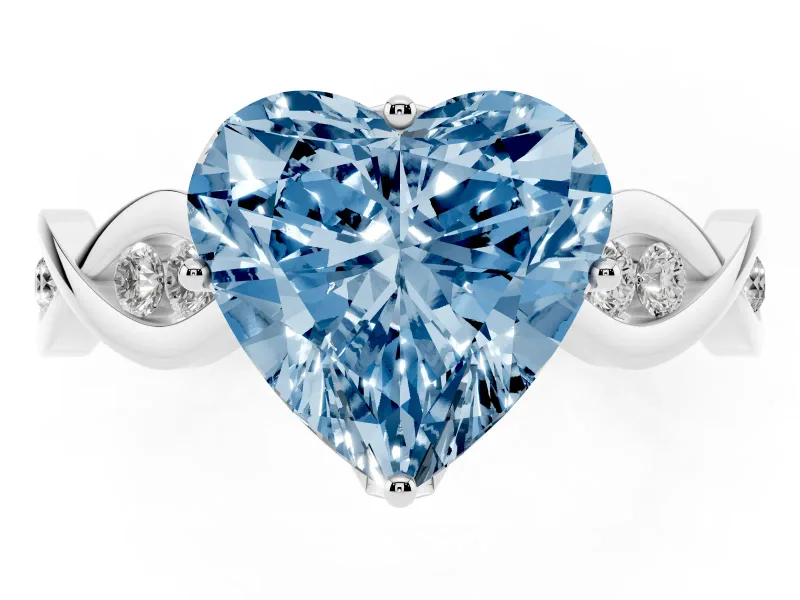 Heart-Shaped Twisted Infinity Engagement Ring Setting for a Fancy Blue Lab-Grown Diamond | Sterling Silver