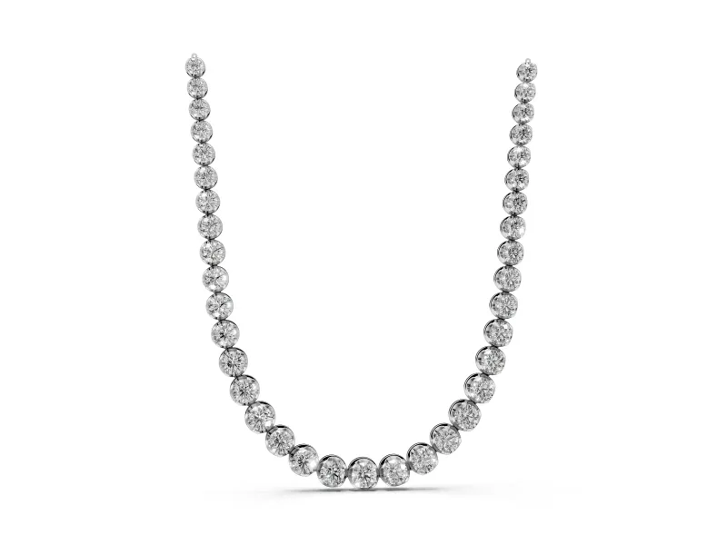 Round Lab-Grown Diamond Graduated Continuous Line Tennis Necklace | Prong Set | White Gold