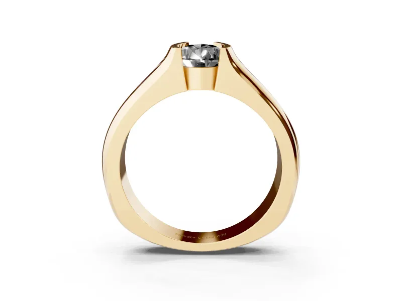 Pear-Shaped Half Bezel Engagement Ring Setting for a Black Center | Wide Band | Yellow Gold