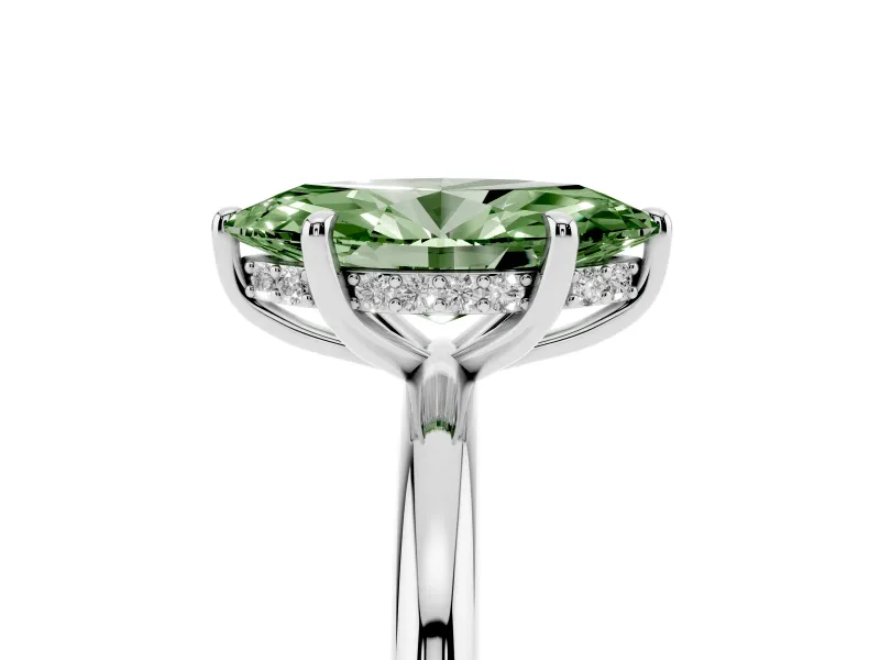 Marquise Hidden Halo Ring Setting for a Fancy Green Lab-Grown Diamond | Platinum