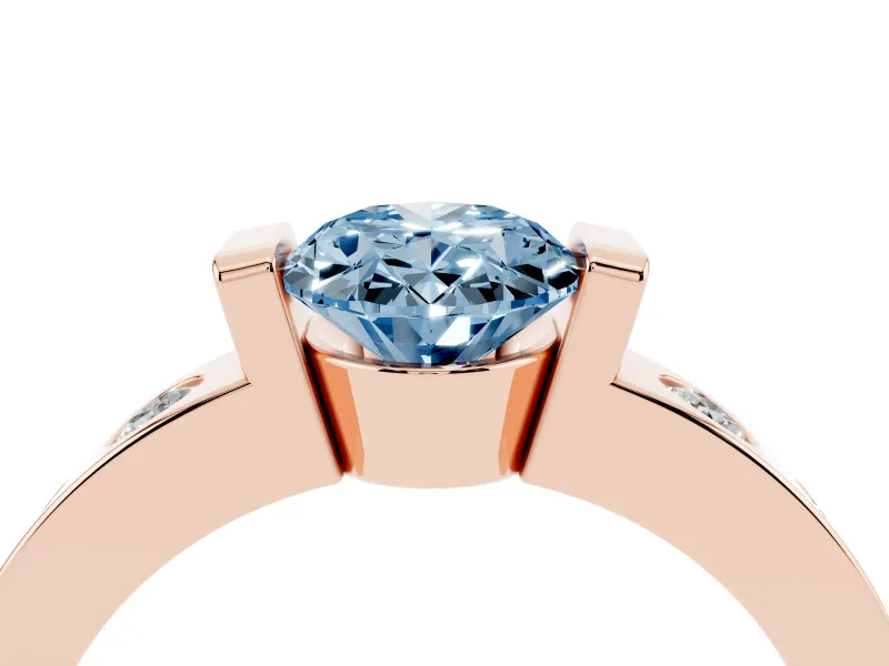 Oval Tension Style Engagement Ring Setting for a Fancy Blue Lab-Grown Diamond | Rose Gold
