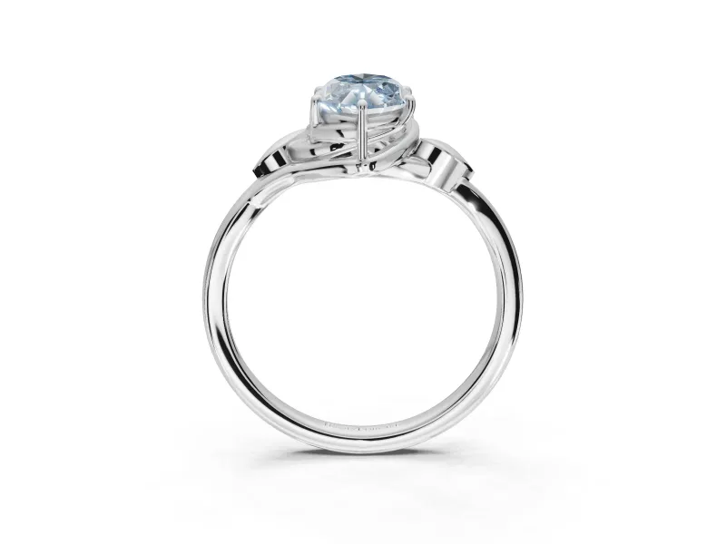 Marquise Bypass Solitaire Engagement Ring Setting for a Fancy Blue Lab-Grown Diamond | White Gold