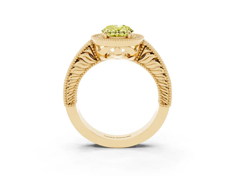 Oval Halo Engagement Ring Setting for a Fancy Yellow Lab-Grown Diamond | Yellow Gold