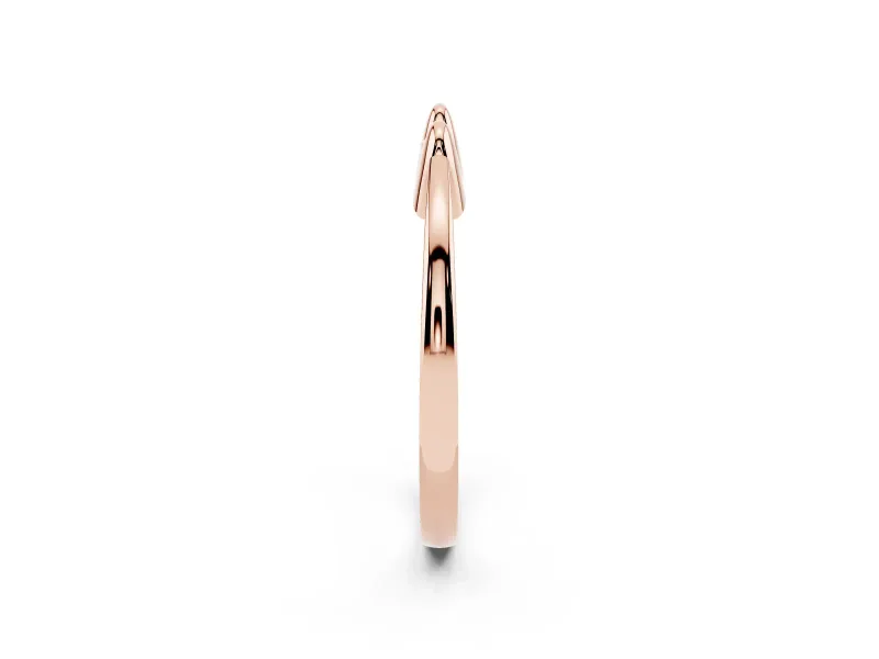 Plain Notched Contour Wedding Band | Twin Raised Tabs | Rose Gold