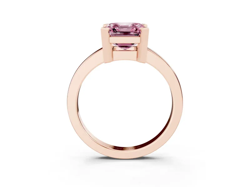 Asscher Cut Solitaire Engagement Ring Setting for a Fancy Pink Lab-Grown Diamond | Flat Tab Prongs | Rose Gold