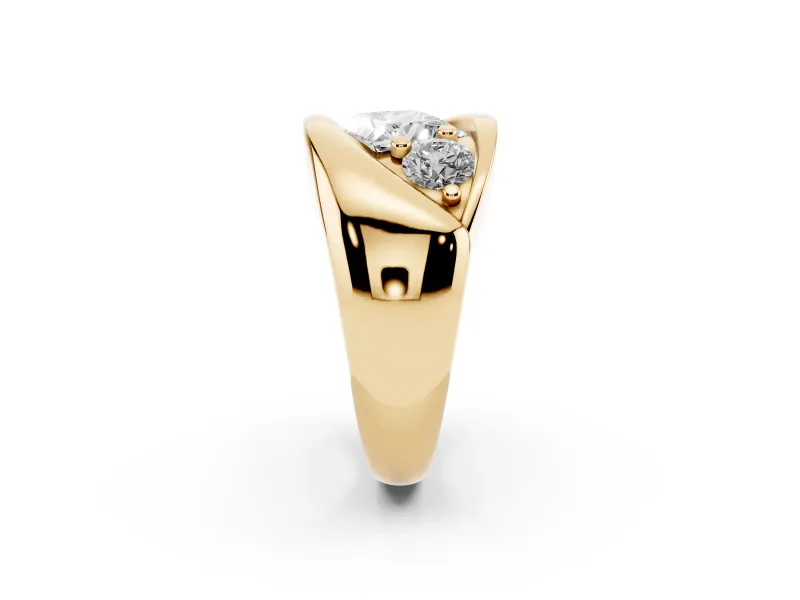 Princess Cut Diamond Channel-Set Crossover Ring Set in Yellow gold