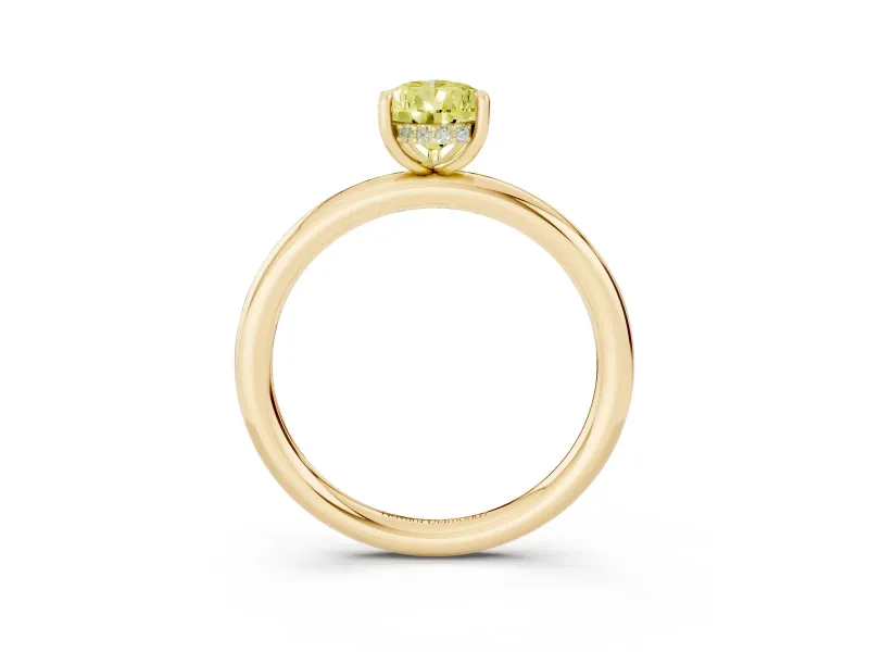 Pear-Shaped Hidden Halo Ring Setting for a Fancy Yellow Lab-Grown Diamond | Yellow Gold