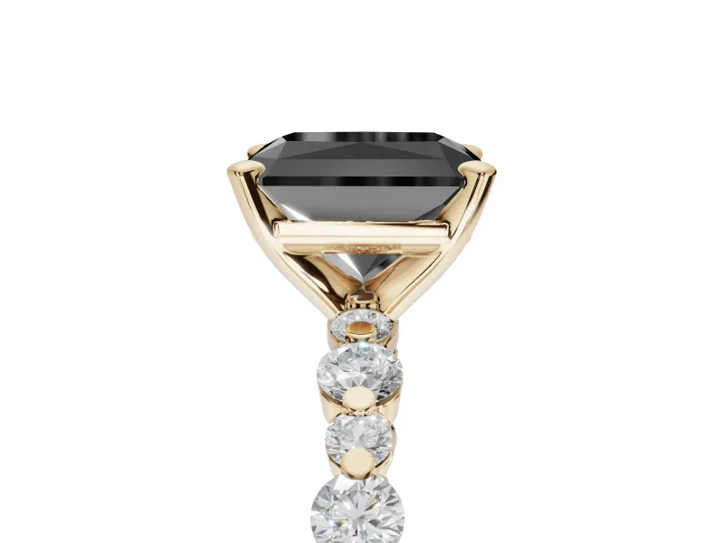 Radiant Cut Pavé Engagement Ring Setting for a Black Center | Alternating Accents | Yellow Gold