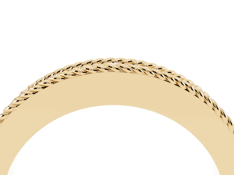 Round Lab-Grown Diamond Graduated Half Eternity Band | Twisted Rope Edges | Yellow Gold