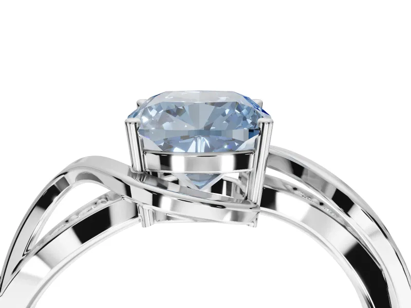 Cushion Cut Bypass Solitaire Engagement Ring Setting for a Fancy Blue Lab-Grown Diamond | Pavé Strands | Platinum