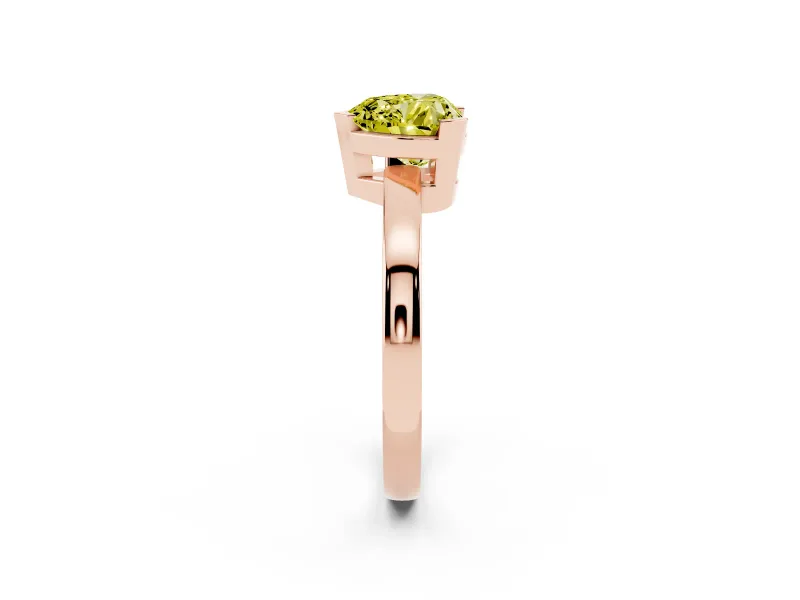 Heart-Shaped Solitaire Engagement Ring Setting for a Fancy Yellow Lab-Grown Diamond | Flat Tab Prongs | Rose Gold