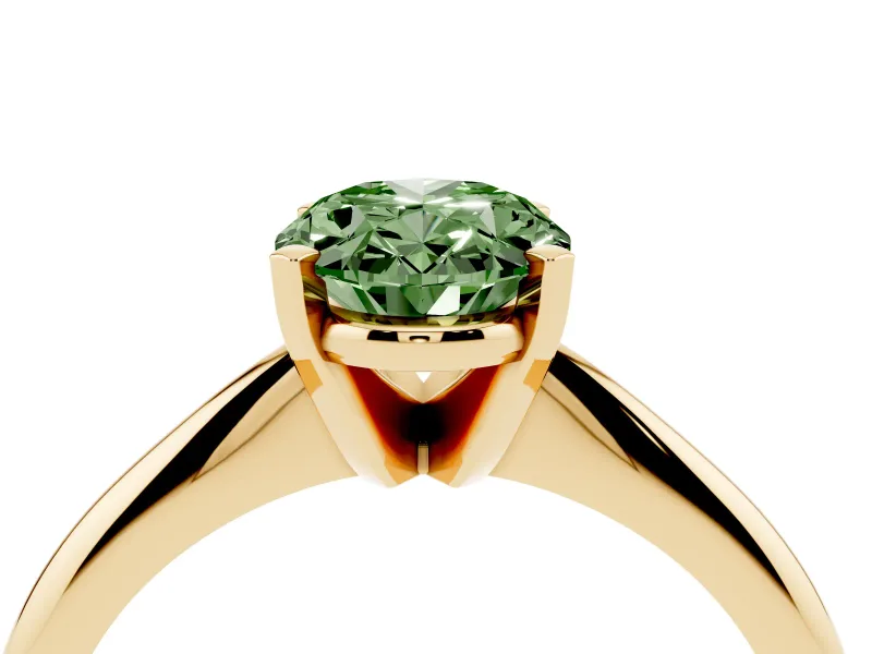 Oval Solitaire Engagement Ring Setting for a Fancy Green Lab-Grown Diamond | Yellow Gold