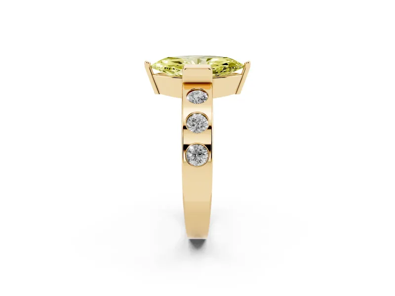 Marquise Tension Style Engagement Ring Setting for a Fancy Yellow Lab-Grown Diamond | Yellow Gold