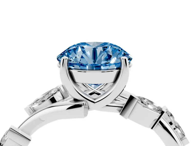 Round Twisted Vine Engagement Ring Setting for a Fancy Blue Lab-Grown Diamond | White Gold