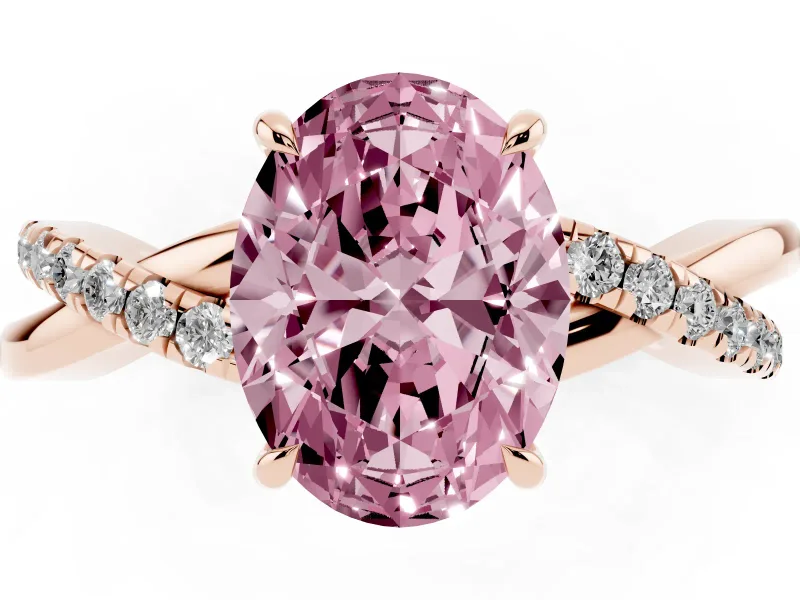Oval Crossover Engagement Ring Setting for a Fancy Pink Lab-Grown Diamond | Rose Gold