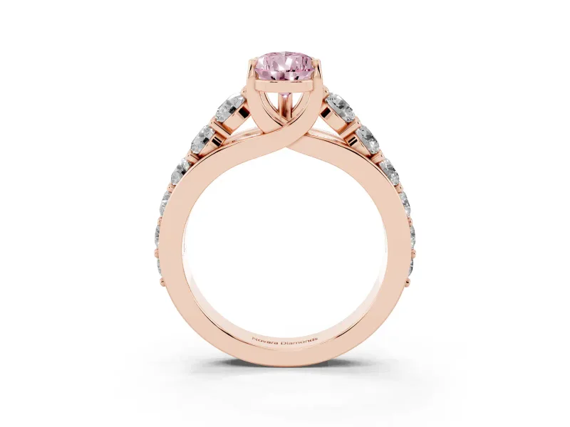 Pear-Shaped Graduated Engagement Ring Setting for a Fancy Pink Lab-Grown Diamond | Rose Gold