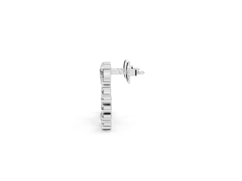 Round Lab-Grown Diamond Crescent Cluster Earrings | Mixed Size Stones | White Gold