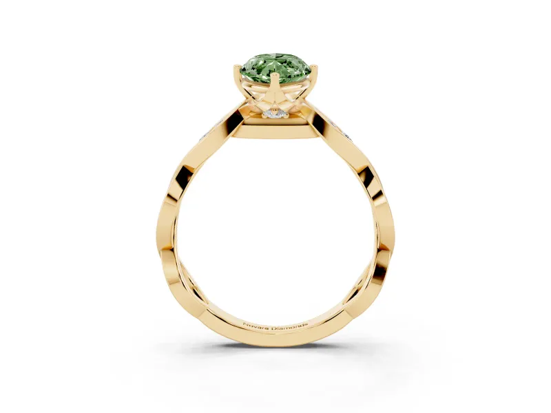 Marquise Twisted Infinity Engagement Ring Setting for a Fancy Green Lab-Grown Diamond | Yellow Gold