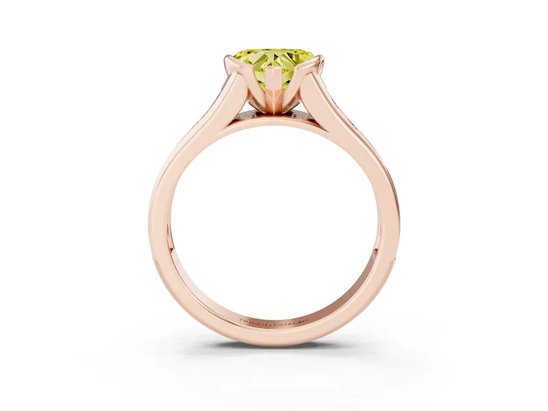 Heart-Shaped Half Bezel Engagement Ring Setting for a Fancy Yellow Lab-Grown Diamond | Rose Gold