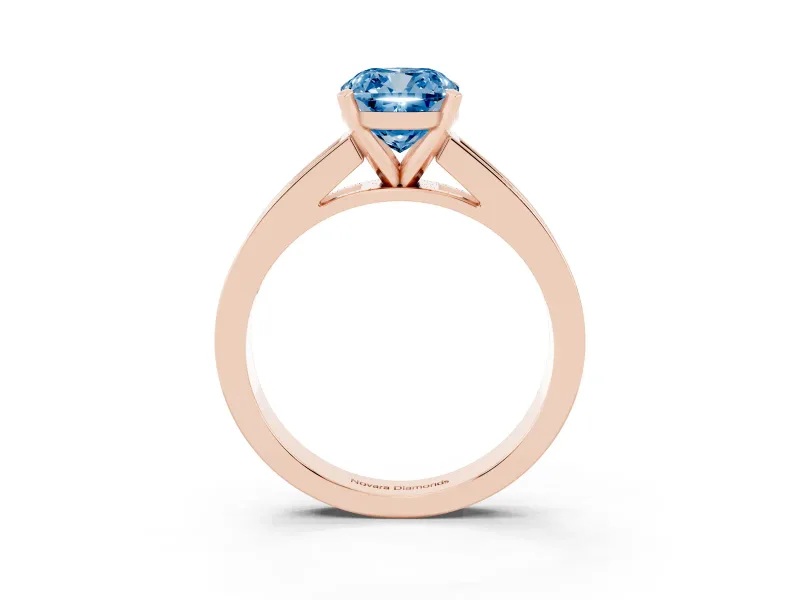 Cushion Cut Channel Engagement Ring Setting for a Fancy Blue Lab-Grown Diamond | Rose Gold