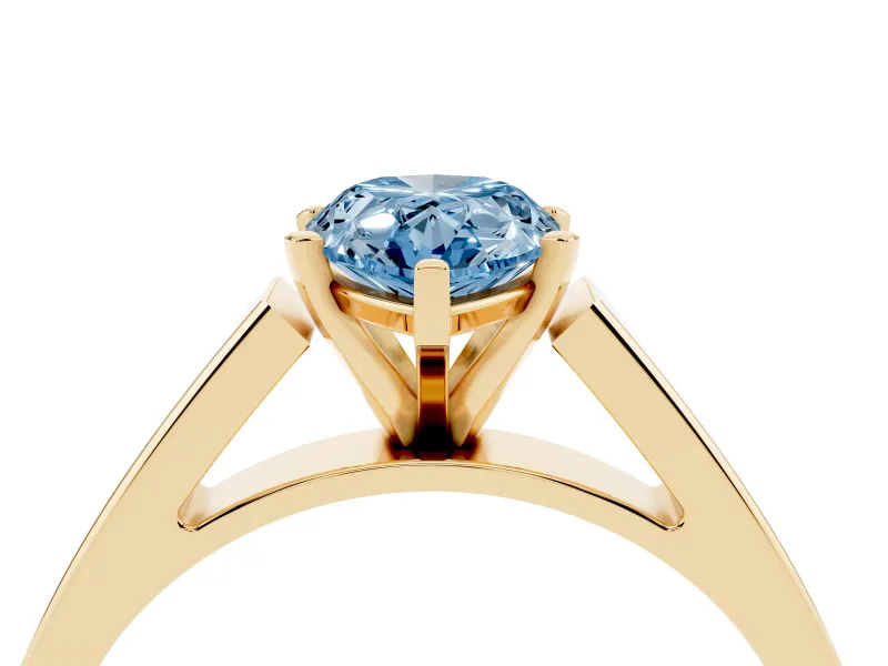 Pear-Shaped Solitaire Engagement Ring Setting for a Fancy Blue Lab-Grown Diamond | Yellow Gold
