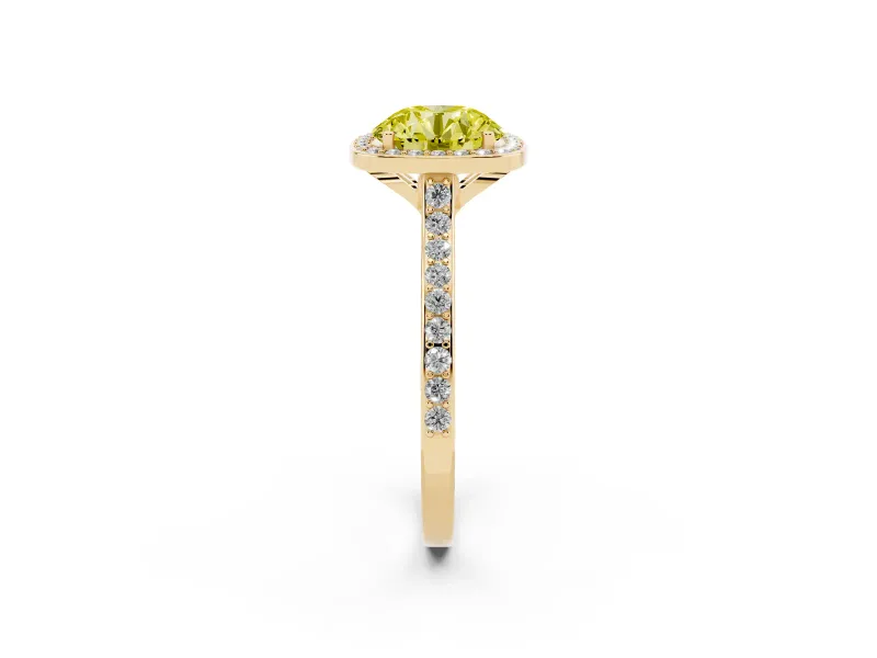 Round Halo Engagement Ring Setting for a Fancy Yellow Lab-Grown Diamond | Yellow Gold - Design NV-24729