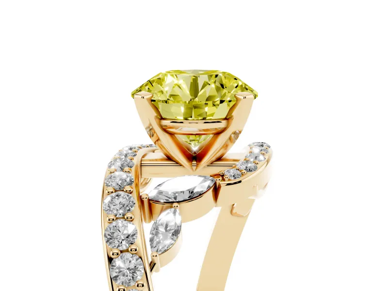 Round Bypass Engagement Ring Setting for a Fancy Yellow Lab-Grown Diamond | Yellow Gold