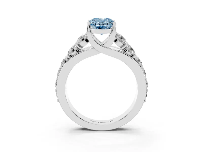 Oval Graduated Engagement Ring Setting for a Fancy Blue Lab-Grown Diamond | Sterling Silver