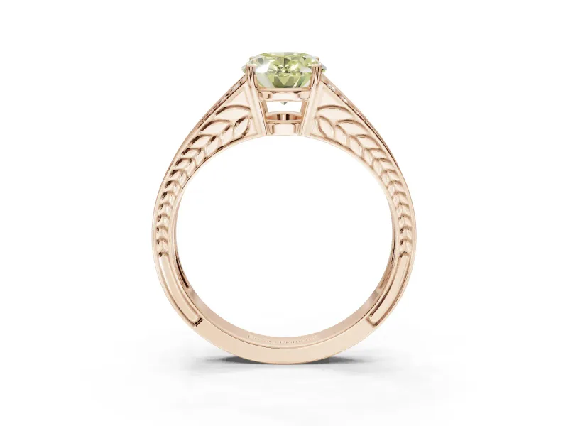 Oval Split Shank Pavé Engagement Ring Setting for a Fancy Yellow Lab-Grown Diamond | Rose Gold