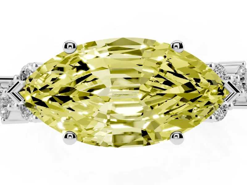 Marquise Accented Engagement Ring Setting for a Fancy Yellow Lab-Grown Diamond | Sterling Silver