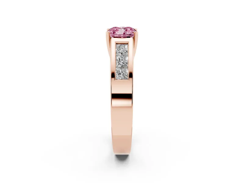 Cushion Cut Channel-Set Engagement Ring Setting for a Fancy Pink Lab-Grown Diamond | Rose Gold