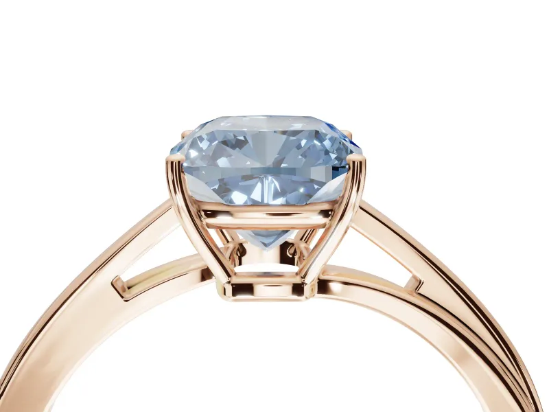 Cushion Cut Bypass Solitaire Engagement Ring Setting for a Fancy Blue Lab-Grown Diamond | Rose Gold