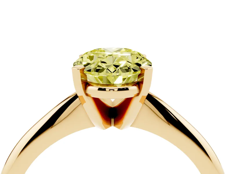Oval Solitaire Engagement Ring Setting for a Fancy Yellow Lab-Grown Diamond | Yellow Gold